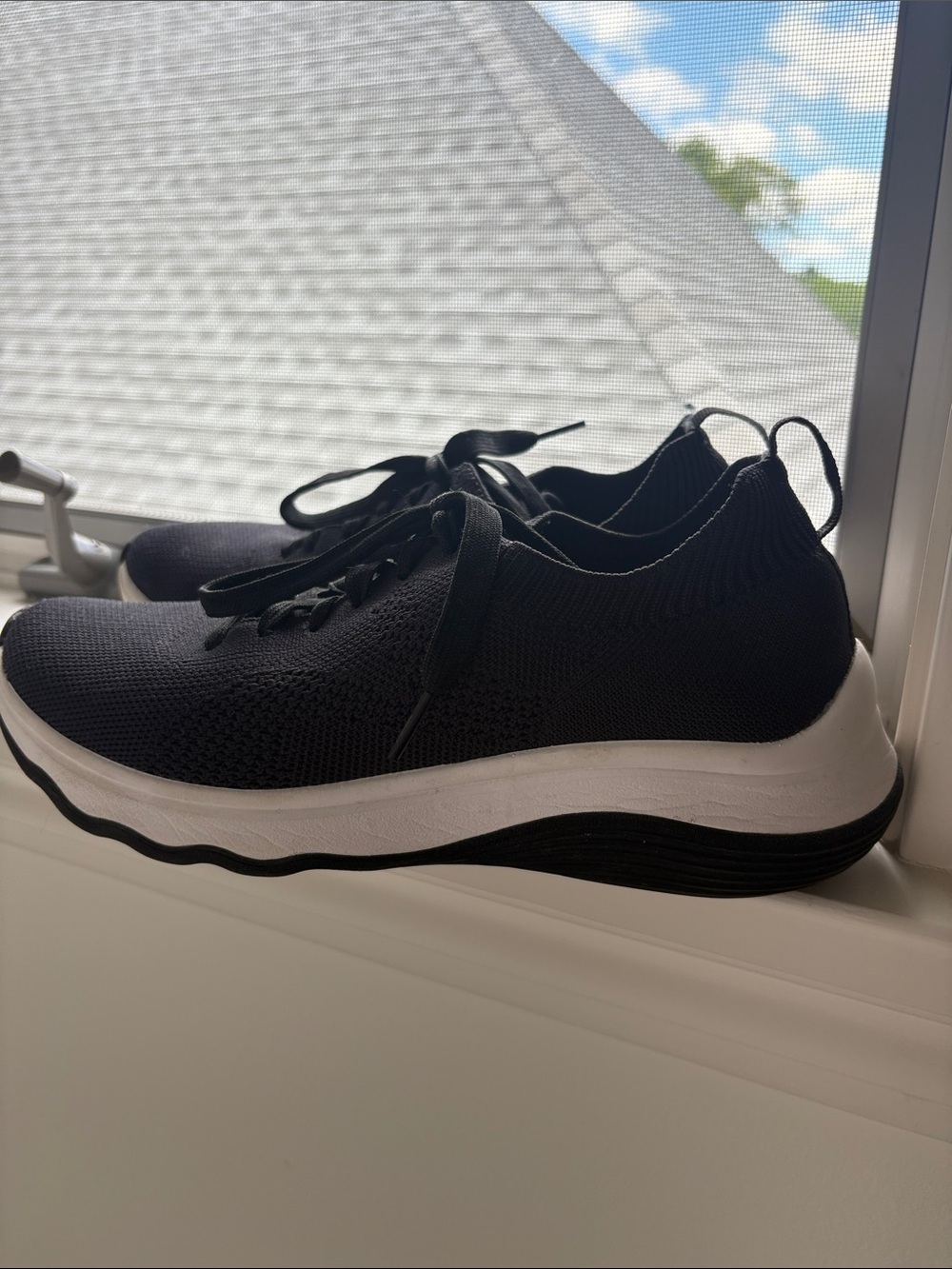 Cloudsteppers by Clarks Black and White Knit Athletic Sneakers
